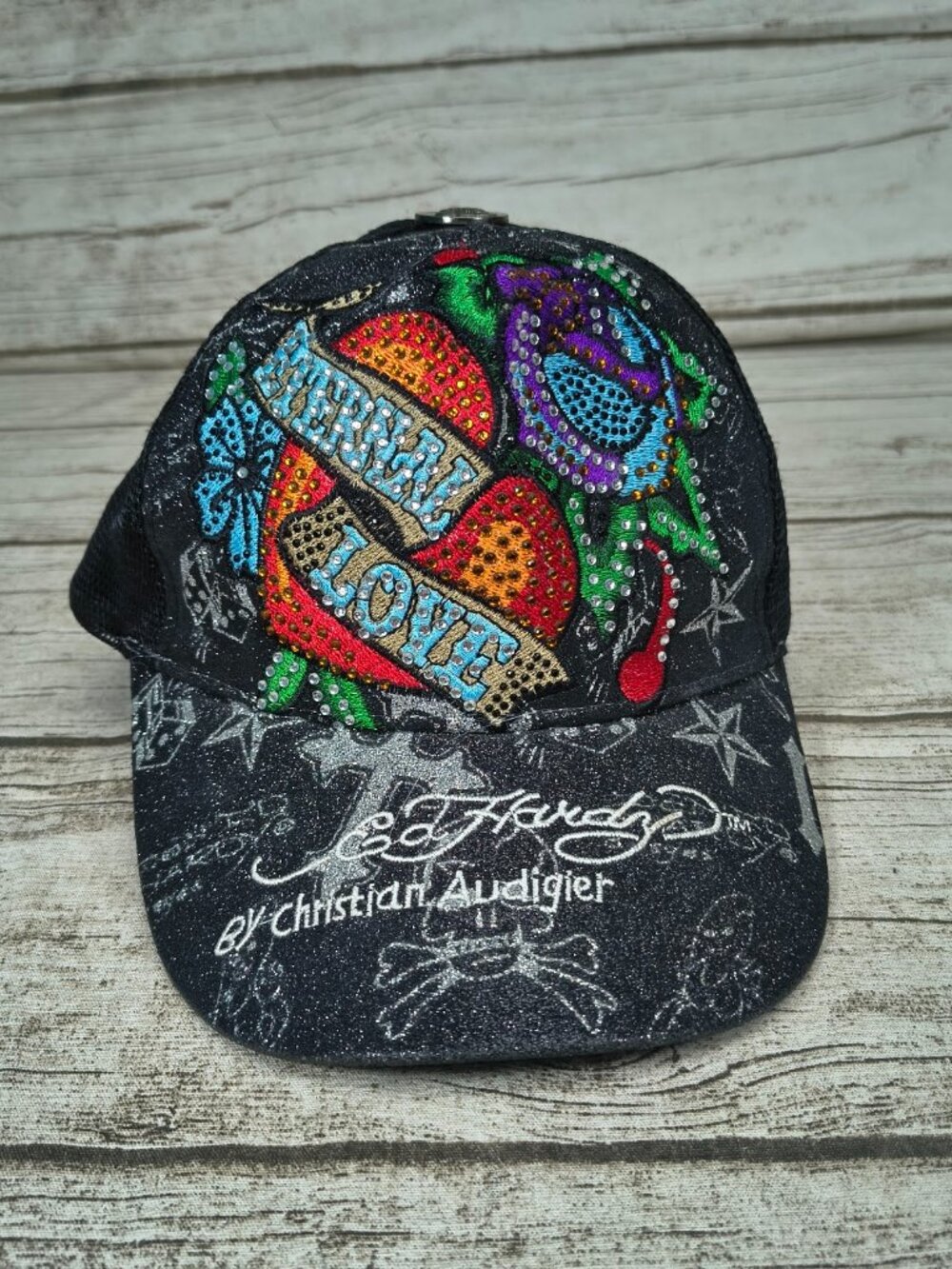 Ed Hardy Y2K Snapback Rhinestone Eternal Love Trucker Hat
